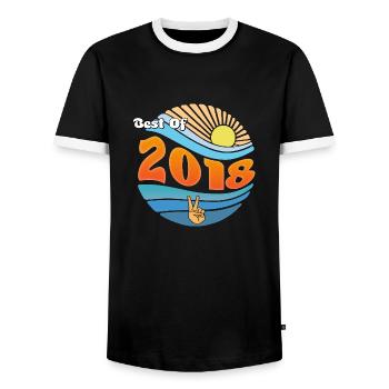 Best of 2018 – 7 Years of Unforgettable Moments - Men's Ringer Shirt - black/white - Front - AI Model Female 172 light (172cm) & AI Model Male 178 light (178cm)