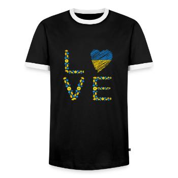 Love Ucraine - Männer Kontrast-T-Shirt - Schwarz/Weiß - Vorne - AI Model Female 172 light (172cm) & AI Model Male 178 light (178cm)