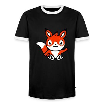 Renard Renard roux Animal sauvage Intelligent Habitants de la forêt - T-shirt contrasté Homme - noir/blanc - Devant - AI Model Female 172 light (172cm) & AI Model Male 178 light (178cm)
