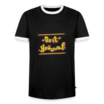 DO IT YOUSSEF ! (DIY) - T-shirt contrasté Homme - noir/blanc - Devant - AI Model Female 172 light (172cm) & AI Model Male 178 light (178cm)