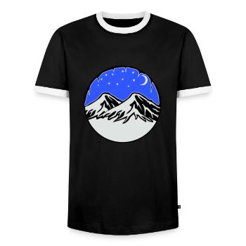 Starry sky mountains - Men's Ringer Shirt - black/white - Front - AI Model Female 172 light (172cm) & AI Model Male 178 light (178cm)