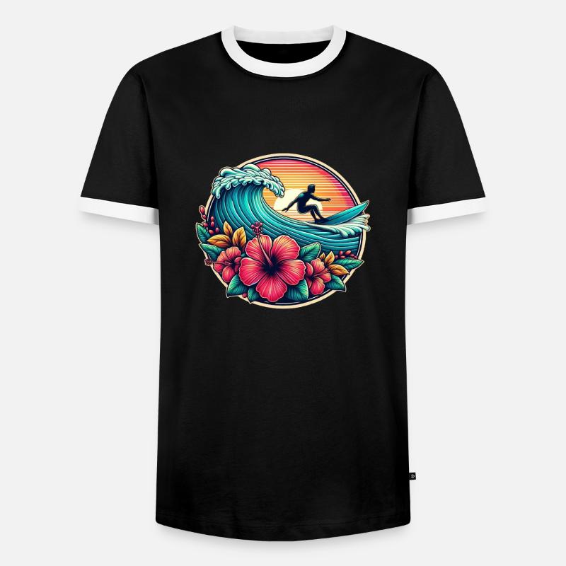 Surfer Logo 2 - Männer Kontrast-T-Shirt - Schwarz/Weiß