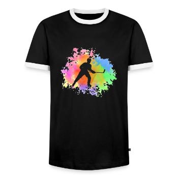 Joueurs de hockey sur glace Hockey sur glace - T-shirt contrasté Homme - noir/blanc - Devant - AI Model Female 172 light (172cm) & AI Model Male 178 light (178cm)