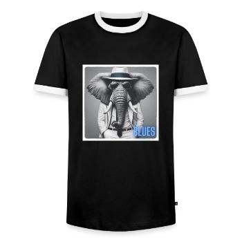 Elefant mit Anzug und Sonnenbrille - Männer Kontrast-T-Shirt - Schwarz/Weiß - Vorne - AI Model Female 172 light (172cm) & AI Model Male 178 light (178cm)