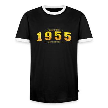 Génial depuis 1955 - 70e anniversaire Édition limitée - T-shirt contrasté Homme - noir/blanc - Devant - AI Model Female 172 light (172cm) & AI Model Male 178 light (178cm)