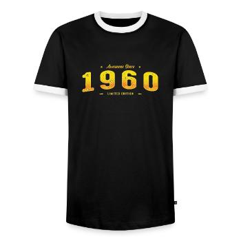 Genial seit 1960 Geburtsjahr - Jahrgang 65er Jahre - Männer Kontrast-T-Shirt - Schwarz/Weiß - Vorne - AI Model Female 172 light (172cm) & AI Model Male 178 light (178cm)