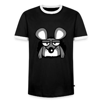 Maus Mauseloch Wand LochTraurig Müde Gelangweilt - Männer Kontrast-T-Shirt - Schwarz/Weiß - Vorne - AI Model Female 172 light (172cm) & AI Model Male 178 light (178cm)