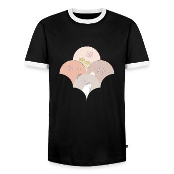 Chaton Kawaii - T-shirt contrasté Homme - noir/blanc - Devant - AI Model Female 172 light (172cm) & AI Model Male 178 light (178cm)
