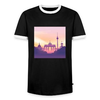 Berlin - Männer Kontrast-T-Shirt - Schwarz/Weiß - Vorne - AI Model Female 172 light (172cm) & AI Model Male 178 light (178cm)