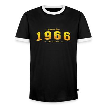 Génial depuis 1966 - 59e anniversaire Édition limitée - T-shirt contrasté Homme - noir/blanc - Devant - AI Model Female 172 light (172cm) & AI Model Male 178 light (178cm)