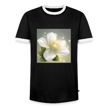 Fleur délicate - T-shirt contrasté Homme - noir/blanc - Devant - AI Model Female 172 light (172cm) & AI Model Male 178 light (178cm)