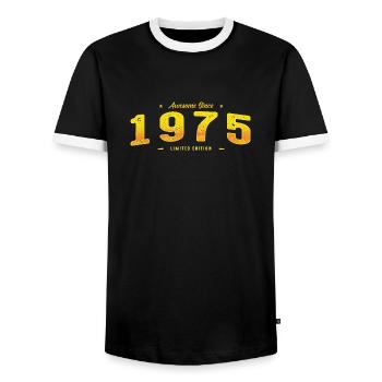 Génial depuis 1975 - 50e anniversaire Édition limitée - T-shirt contrasté Homme - noir/blanc - Devant - AI Model Female 172 light (172cm) & AI Model Male 178 light (178cm)