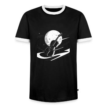 Geige - Männer Kontrast-T-Shirt - Schwarz/Weiß - Vorne - AI Model Female 172 light (172cm) & AI Model Male 178 light (178cm)