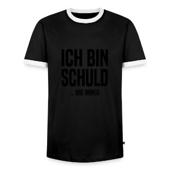 Ich bin schuld - ...wie immer - Männer Kontrast-T-Shirt - Schwarz/Weiß - Vorne - AI Model Female 172 light (172cm) & AI Model Male 178 light (178cm)