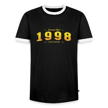 Awesome Since 1998 - Vintage 27th Birthday Classic - Men's Ringer Shirt - black/white - Front - AI Model Female 172 light (172cm) & AI Model Male 178 light (178cm)