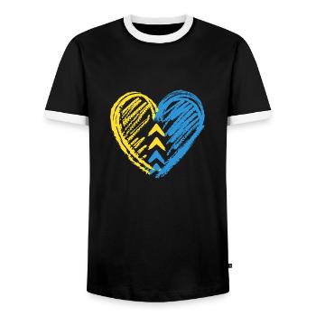 Diagramm des Down-Syndroms der Herzschleife - Männer Kontrast-T-Shirt - Schwarz/Weiß - Vorne - AI Model Female 172 light (172cm) & AI Model Male 178 light (178cm)