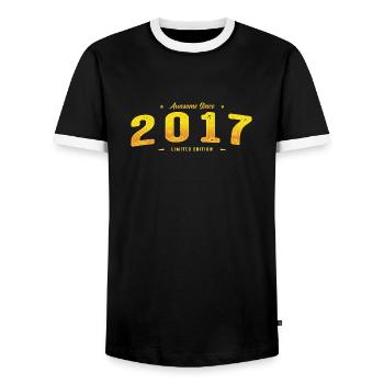 Vintage 2017 Limited Edition - 8th Birthday - Men's Ringer Shirt - black/white - Front - AI Model Female 172 light (172cm) & AI Model Male 178 light (178cm)