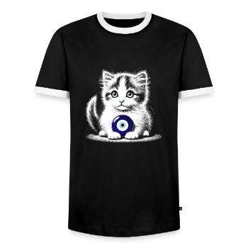 Nazar - Männer Kontrast-T-Shirt - Schwarz/Weiß - Vorne - AI Model Female 172 light (172cm) & AI Model Male 178 light (178cm)