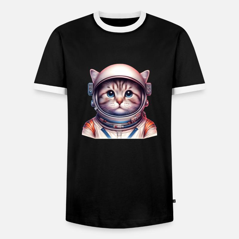 Space_cat - Männer Kontrast-T-Shirt - Schwarz/Weiß