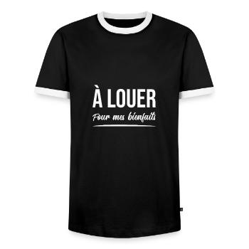 À LOUER (POUR MES BIENFAITS) ! - T-shirt contrasté Homme - noir/blanc - Devant - AI Model Female 172 light (172cm) & AI Model Male 178 light (178cm)