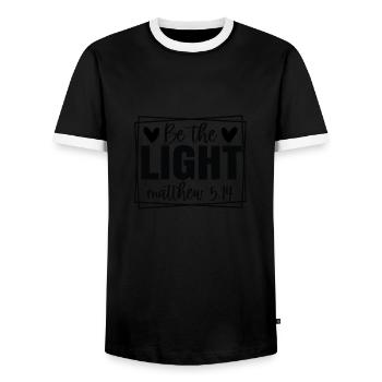 Soyez la lumière - T-shirt contrasté Homme - noir/blanc - Devant - AI Model Female 172 light (172cm) & AI Model Male 178 light (178cm)