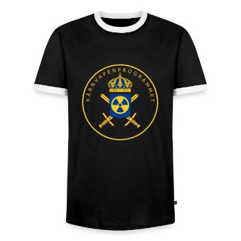 Le programme suédois d’armement nucléaire - T-shirt contrasté Homme - noir/blanc - Devant - AI Model Female 172 light (172cm) & AI Model Male 178 light (178cm)