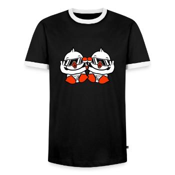 2 oiseaux bébé enfant hochet couche lunettes de soleil paix - T-shirt contrasté Homme - noir/blanc - Devant - AI Model Female 172 light (172cm) & AI Model Male 178 light (178cm)