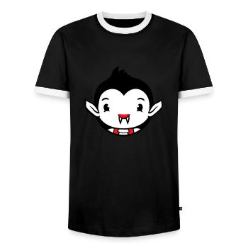 Duck Vampire Halloween Costume Bloodsucker Monster - Men's Ringer Shirt - black/white - Front - AI Model Female 172 light (172cm) & AI Model Male 178 light (178cm)
