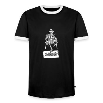 Y A-T-IL UNE VIE AVANT LA MORT ? - T-shirt contrasté Homme - noir/blanc - Devant - AI Model Female 172 light (172cm) & AI Model Male 178 light (178cm)