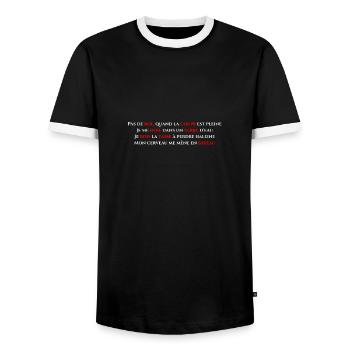 Quand la coupe est pleine, Je me noie... - T-shirt contrasté Homme - noir/blanc - Devant - AI Model Female 172 light (172cm) & AI Model Male 178 light (178cm)