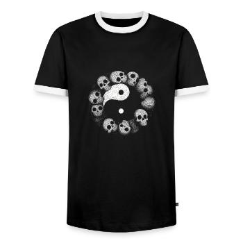 Yin Yang Skull - Men's Ringer Shirt - black/white - Front - AI Model Female 172 light (172cm) & AI Model Male 178 light (178cm)