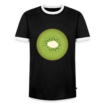 Kiwi-Schnitte - Männer Kontrast-T-Shirt - Schwarz/Weiß - Vorne - AI Model Female 172 light (172cm) & AI Model Male 178 light (178cm)