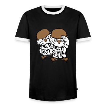 2 Owls Soldier Military War Helmet Army Two Team - Men's Ringer Shirt - black/white - Front - AI Model Female 172 light (172cm) & AI Model Male 178 light (178cm)