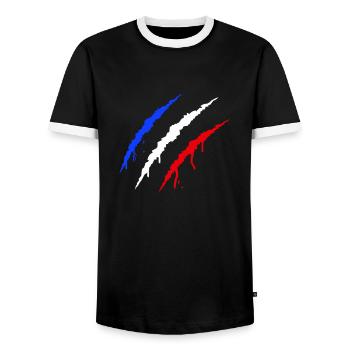 Griffes France - T-shirt contrasté Homme - noir/blanc - Devant - AI Model Female 172 light (172cm) & AI Model Male 178 light (178cm)