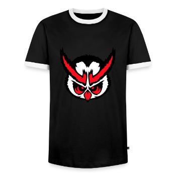 owl peeps evil cool face head comic - Men's Ringer Shirt - black/white - Front - AI Model Female 172 light (172cm) & AI Model Male 178 light (178cm)