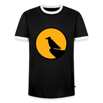 oiseau assis lune la nuit falaise loup-garou loup hurlant - T-shirt contrasté Homme - noir/blanc - Devant - AI Model Female 172 light (172cm) & AI Model Male 178 light (178cm)