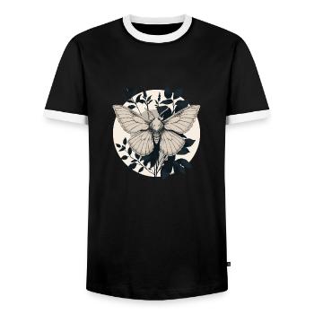 Mystic Moth - Men's Ringer Shirt - black/white - Front - AI Model Female 172 light (172cm) & AI Model Male 178 light (178cm)