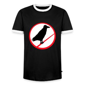 Raven Sitting Forbidden Rod Rope Sign Note - Men's Ringer Shirt - black/white - Front - AI Model Female 172 light (172cm) & AI Model Male 178 light (178cm)