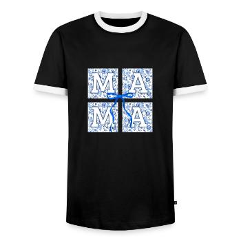 Mama fleurs -idée cadeau maman - T-shirt contrasté Homme - noir/blanc - Devant - AI Model Female 172 light (172cm) & AI Model Male 178 light (178cm)