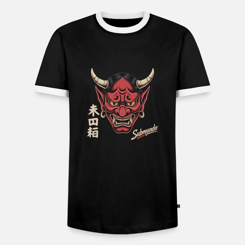 Japanese mask - Men's Ringer Shirt - black/white