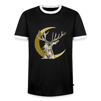 Hirsch - Männer Kontrast-T-Shirt - Schwarz/Weiß - Vorne - AI Model Female 172 light (172cm) & AI Model Male 178 light (178cm)
