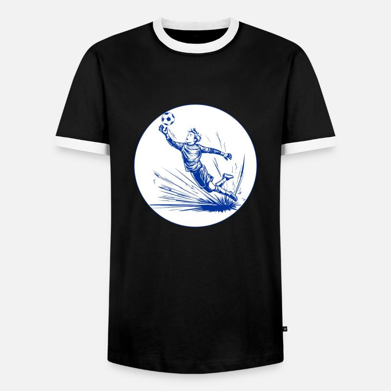 Torwart (blau-weiß) - Männer Kontrast-T-Shirt - Schwarz/Weiß