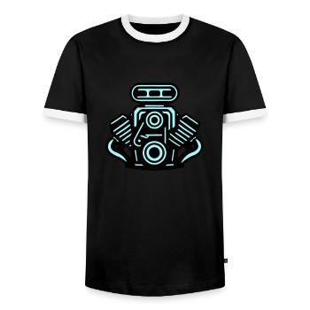 Engine Car Symbol Tuning - Men's Ringer Shirt - black/white - Front - AI Model Female 172 light (172cm) & AI Model Male 178 light (178cm)