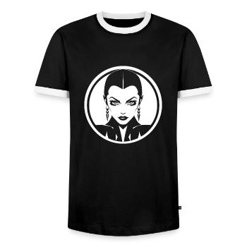 Femme vampire – beauté lugubre en blanc et noir - T-shirt contrasté Homme - noir/blanc - Devant - AI Model Female 172 light (172cm) & AI Model Male 178 light (178cm)