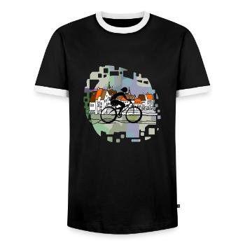 Cycliste - T-shirt contrasté Homme - noir/blanc - Devant - AI Model Female 172 light (172cm) & AI Model Male 178 light (178cm)