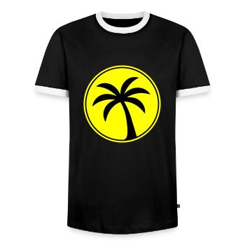 Palm tree icon beach - Men's Ringer Shirt - black/white - Front - AI Model Female 172 light (172cm) & AI Model Male 178 light (178cm)