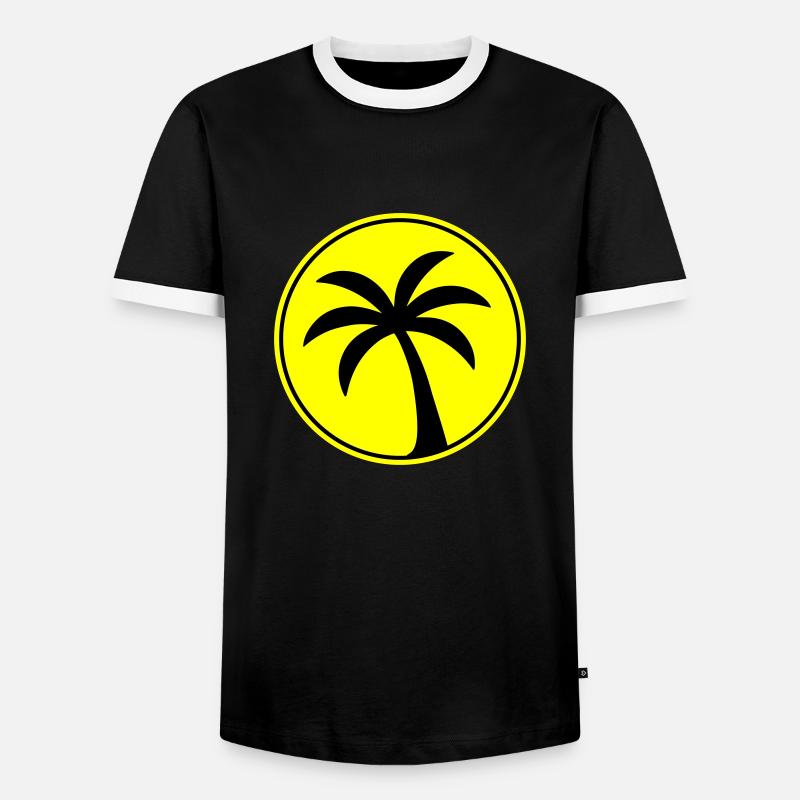 Palm tree icon beach - Men's Ringer Shirt - black/white