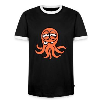 Oktopus Kraken Tintenfisch Kopffüßer lustig albern - Männer Kontrast-T-Shirt - Schwarz/Weiß - Vorne - AI Model Female 172 light (172cm) & AI Model Male 178 light (178cm)