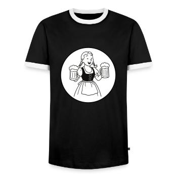 Bier mädchen - Men's Ringer Shirt - black/white - Front - AI Model Female 172 light (172cm) & AI Model Male 178 light (178cm)