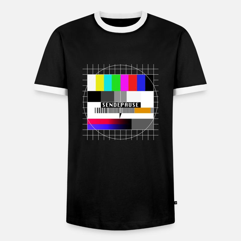 Röhrenfernseher Testbild - Sendepause - 80er - Männer Kontrast-T-Shirt - Schwarz/Weiß